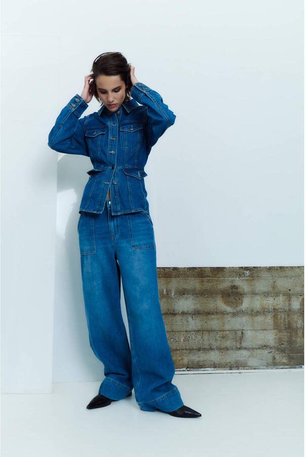 ROUGE EDIT high waist wide leg jeans dark blue denim - Foto 2