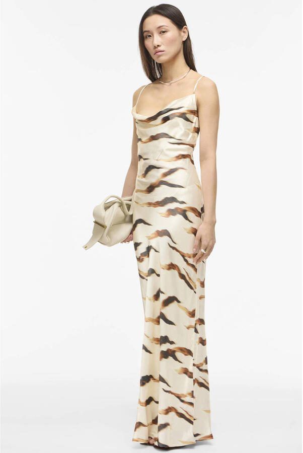 ROUGE EDIT maxi jurk met dierenprint ecru