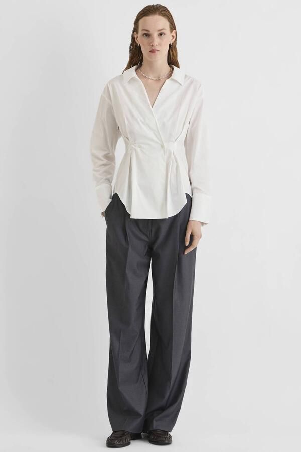 ROUGE EDIT Rouge by Vila getailleerde blouse met plooien wit - Foto 2