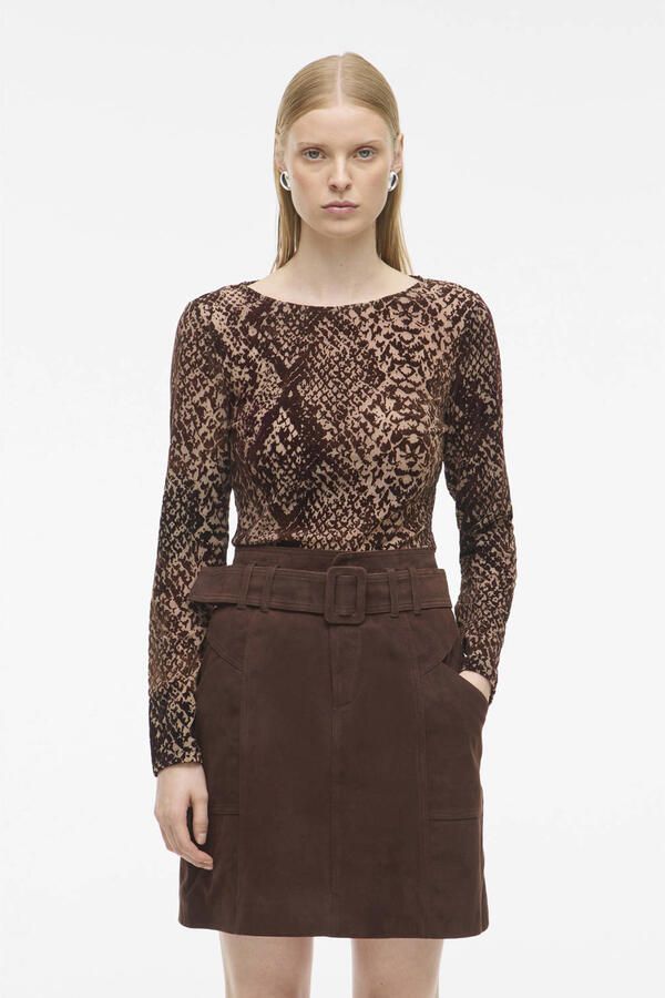 ROUGE EDIT Dames Tops & T-shirts Rousari Ls O Neck Top Bruin - Foto 6