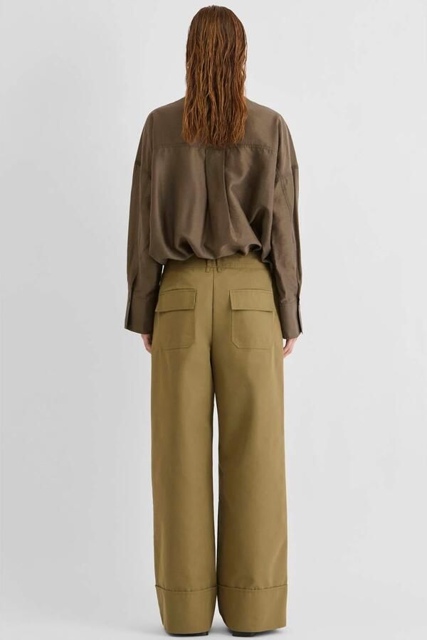 ROUGE EDIT wide leg casual broek olijfgroen - Foto 2
