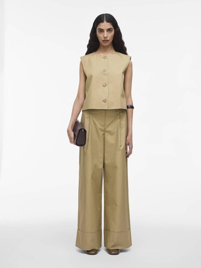 ROUGE EDIT wide leg high waist broek camel