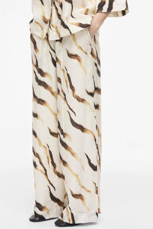 ROUGE EDIT wide leg high waist casual broek met dierenprint ecru - Foto 2
