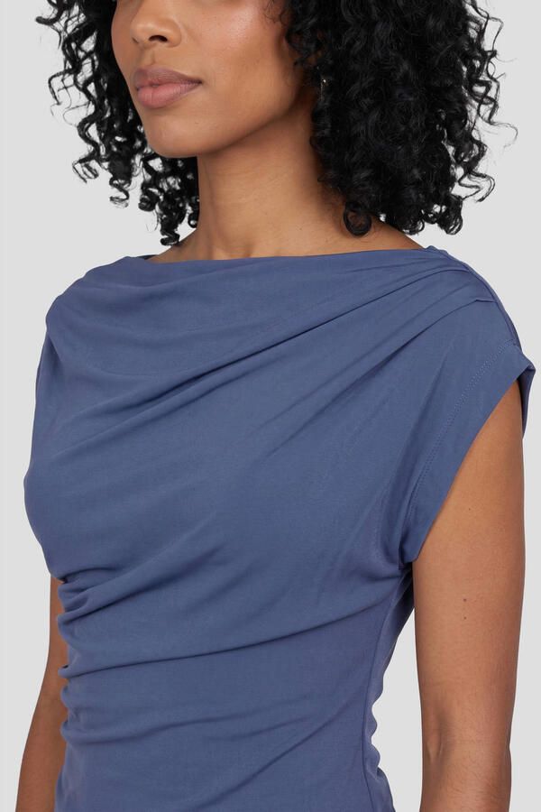 Ruby asymmetrische jersey top donkerblauw - Foto 3