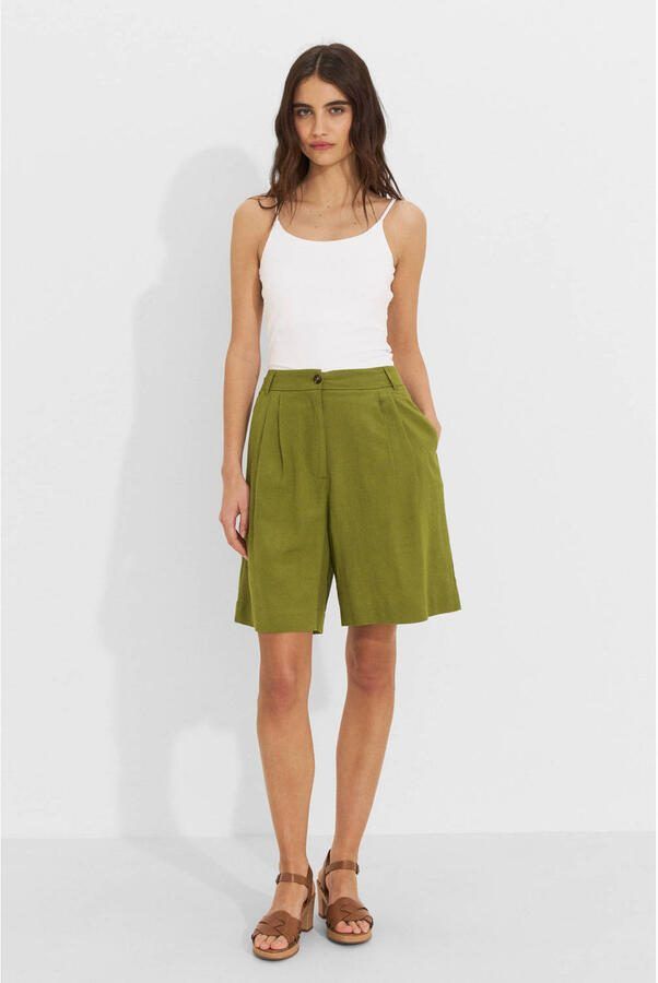 Ruby bermuda short met linnen olijfgroen - Foto 2
