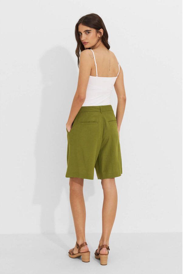 Ruby bermuda short met linnen olijfgroen - Foto 3