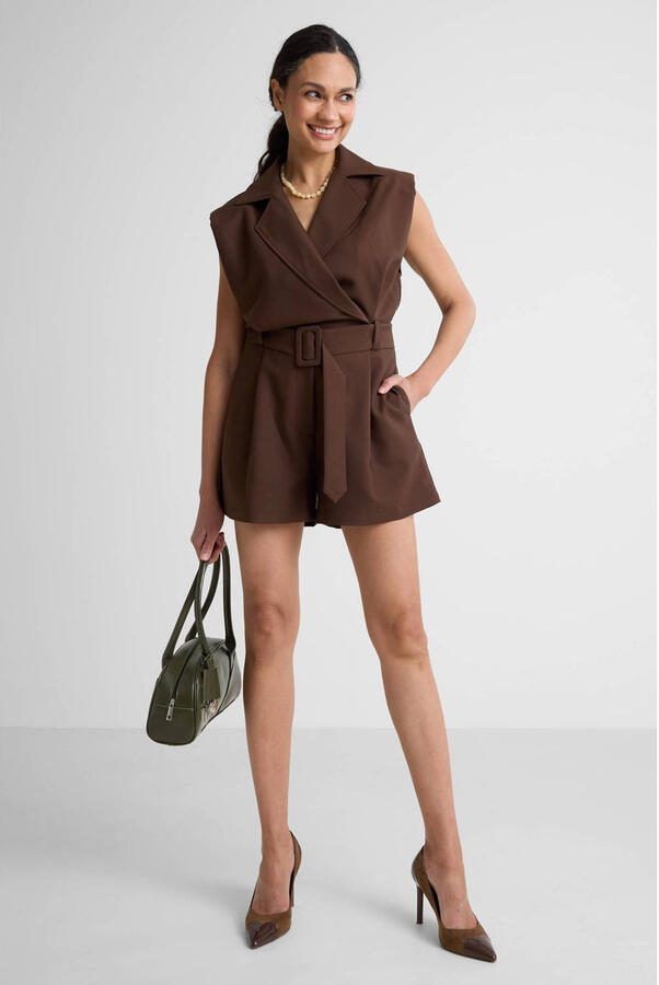 Ruby blazer playsuit donkerbruin