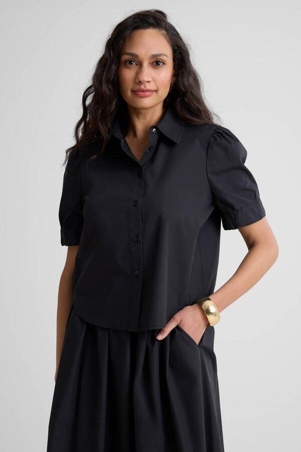 Ruby boxy poplin blouse zwart