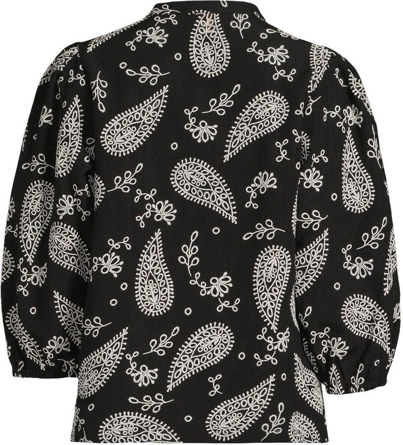 Ruby broderie blouse met linnen zwart - Foto 2