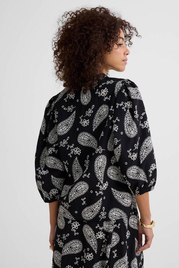 Ruby broderie blouse met linnen zwart - Foto 3
