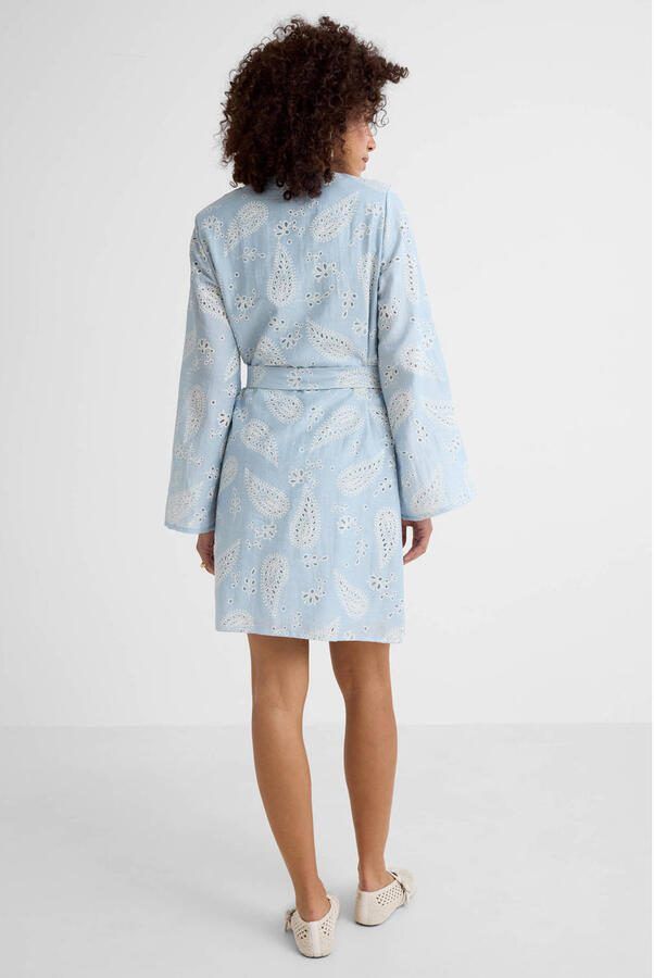 Ruby broderie midi jurk lichtblauw - Foto 3