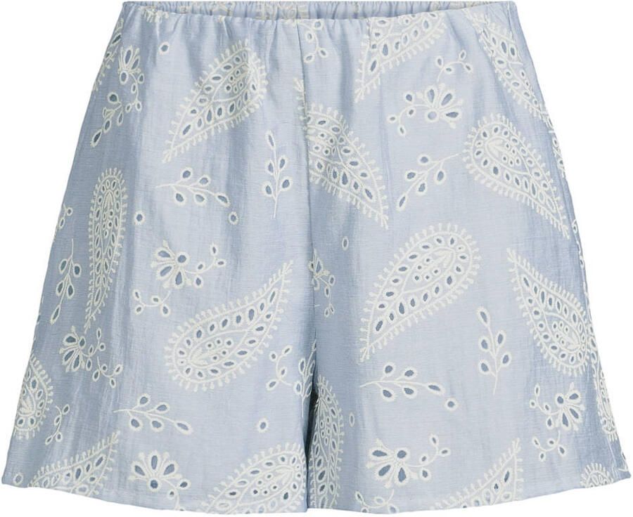 Ruby broderie short met linnen lichtblauw - Foto 2