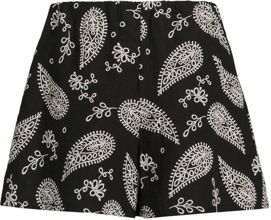 Ruby broderie short met linnen zwart - Foto 2