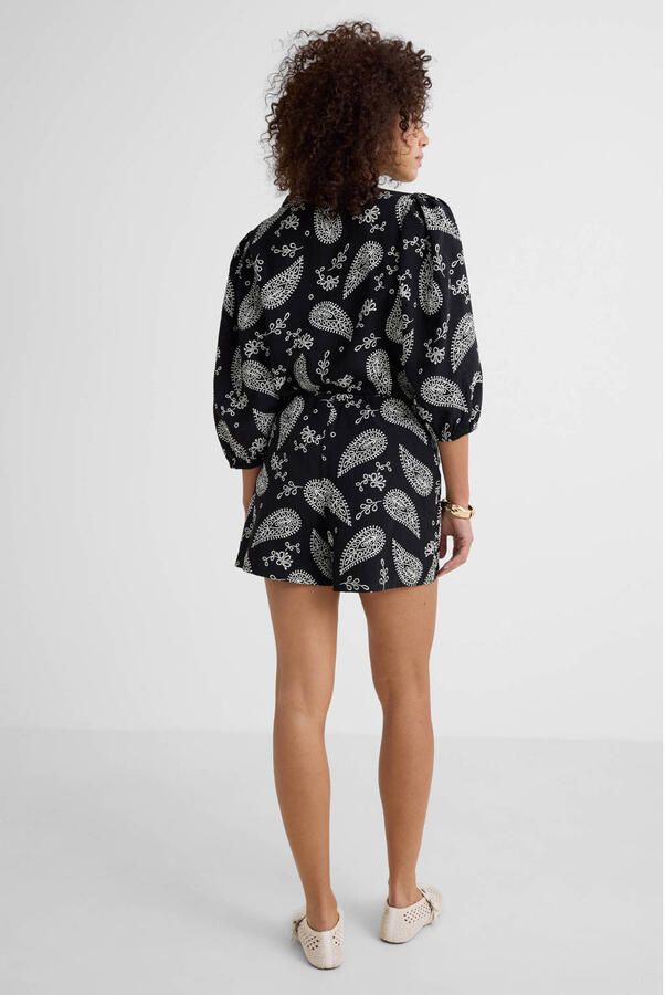 Ruby broderie short met linnen zwart - Foto 4