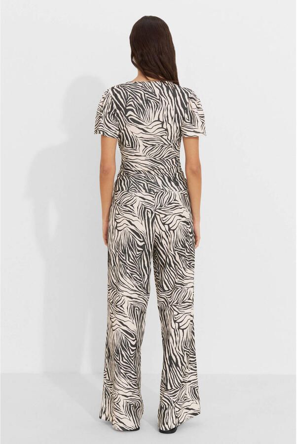 Ruby crinkle wide leg broek met zebra print - Foto 2