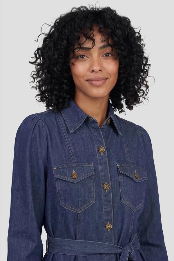 Ruby denim jurk met ceintuur dark blue - Foto 3