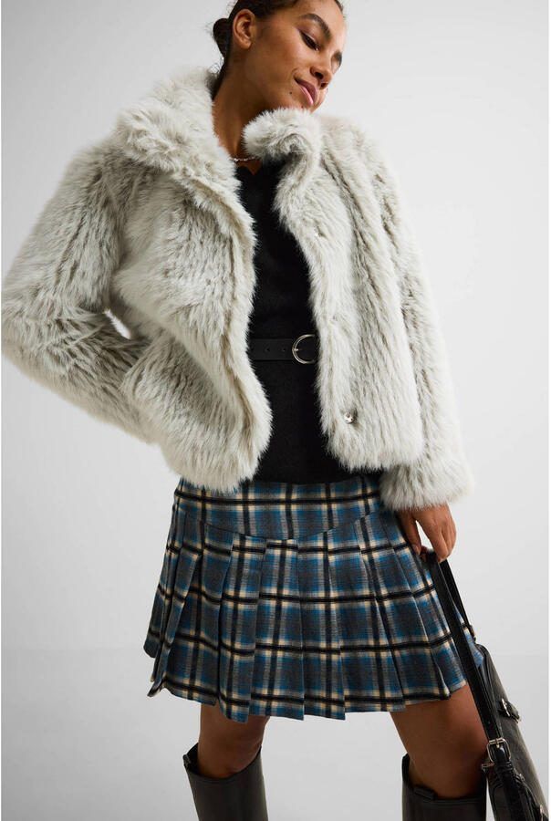 Ruby faux fur jas met textuur grijs - Foto 2