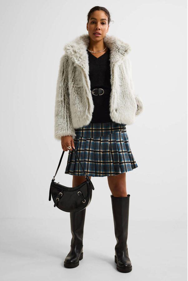 Ruby faux fur jas met textuur grijs - Foto 3