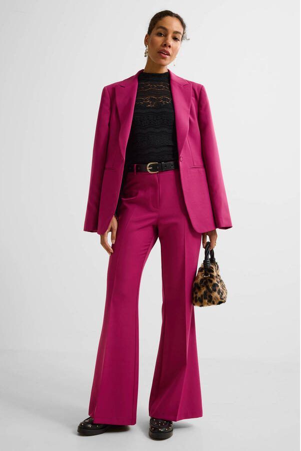 Ruby flared high waist broek wijnrood