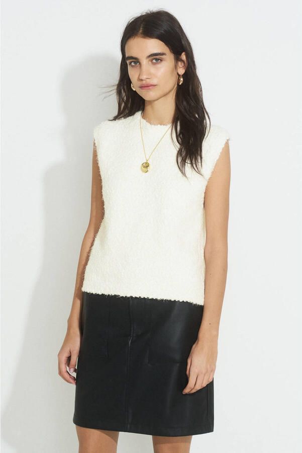 Ruby gebreide spencer met textuur off-white - Foto 2