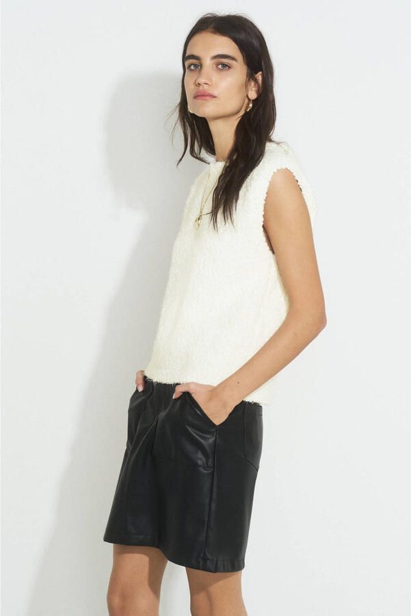 Ruby gebreide spencer met textuur off-white - Foto 3