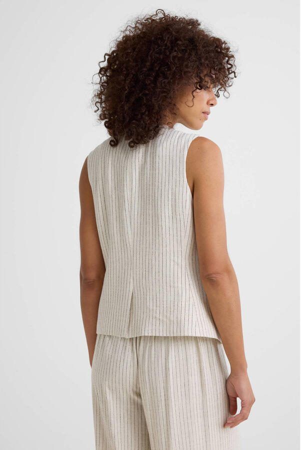 Ruby gilet met linnen krijtstreep beige - Foto 3