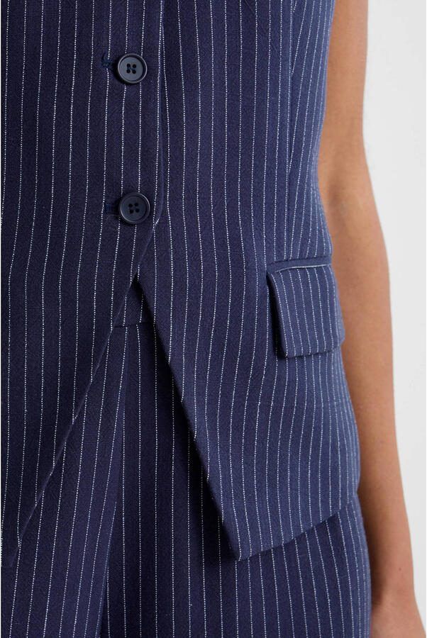 Ruby gilet met linnen krijtstreep donkerblauw - Foto 3