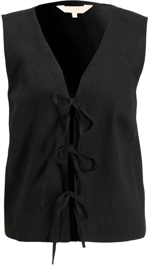 Ruby gilet met linnen zwart