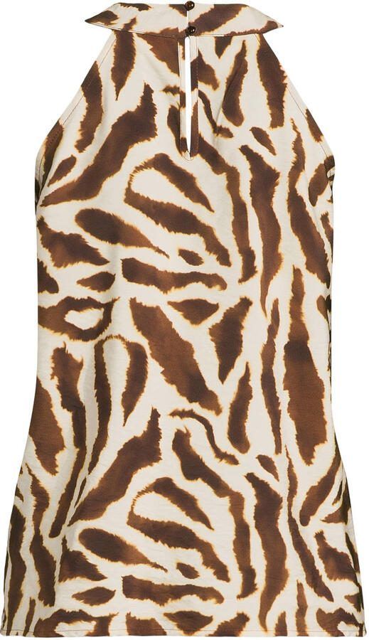 Ruby haltertop met zebraprint beige bruin - Foto 2
