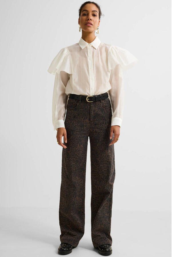 Ruby high waist wide leg jeans panterprint bruin