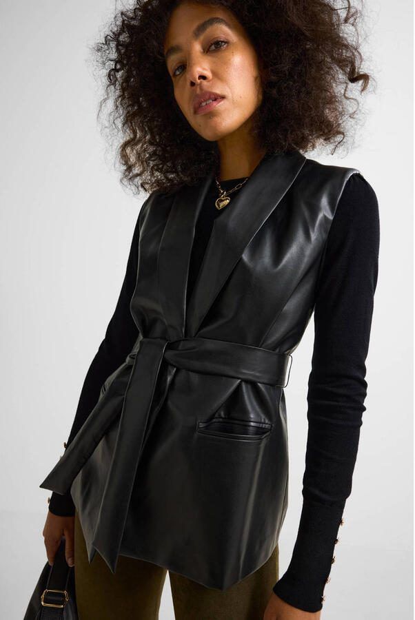 Ruby imitatieleren gilet zwart - Foto 2