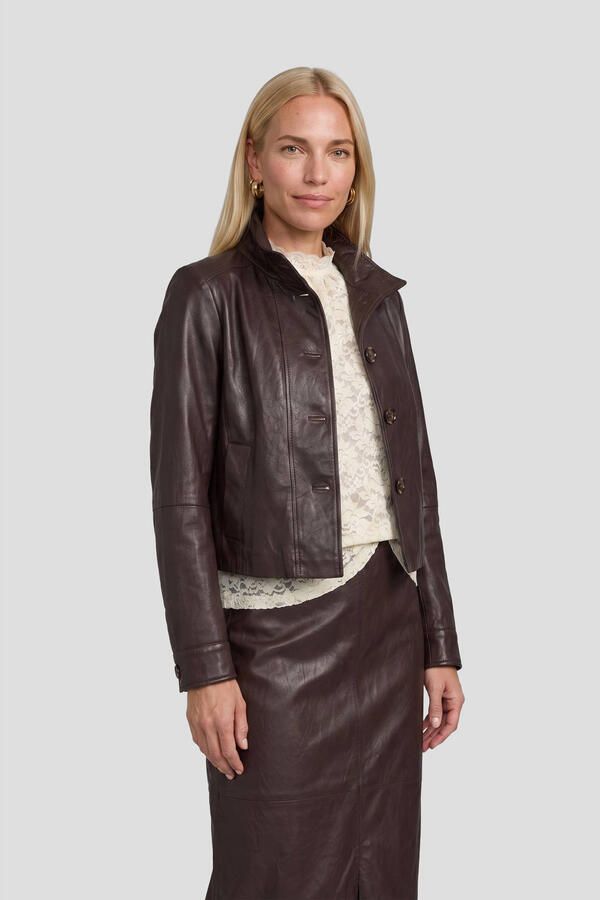 Ruby imitatieleren jacket donkerbruin