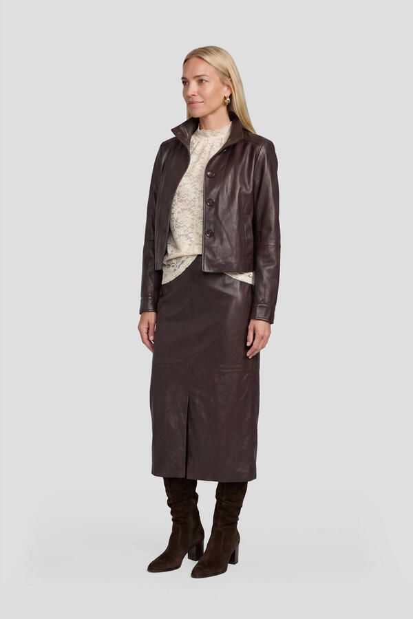 Ruby imitatieleren jacket donkerbruin - Foto 2
