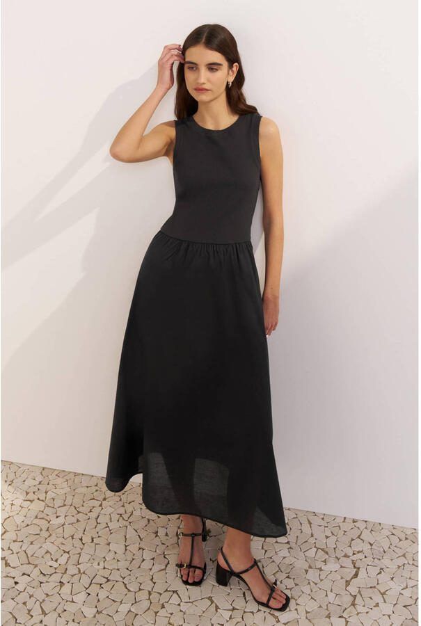 Ruby maxi combi jurk zwart