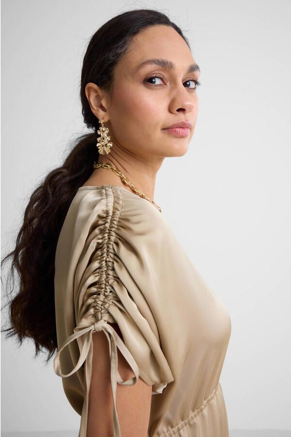 Ruby maxi satijnen jurk beige - Foto 2
