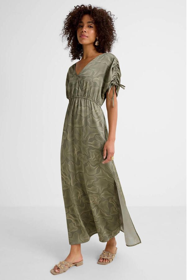 Ruby maxi satijnen jurk met all-overpint