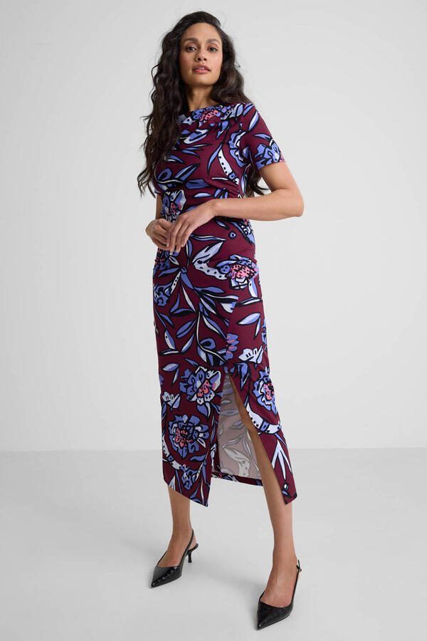 Ruby midi jurk met plooien detail bloemenprint