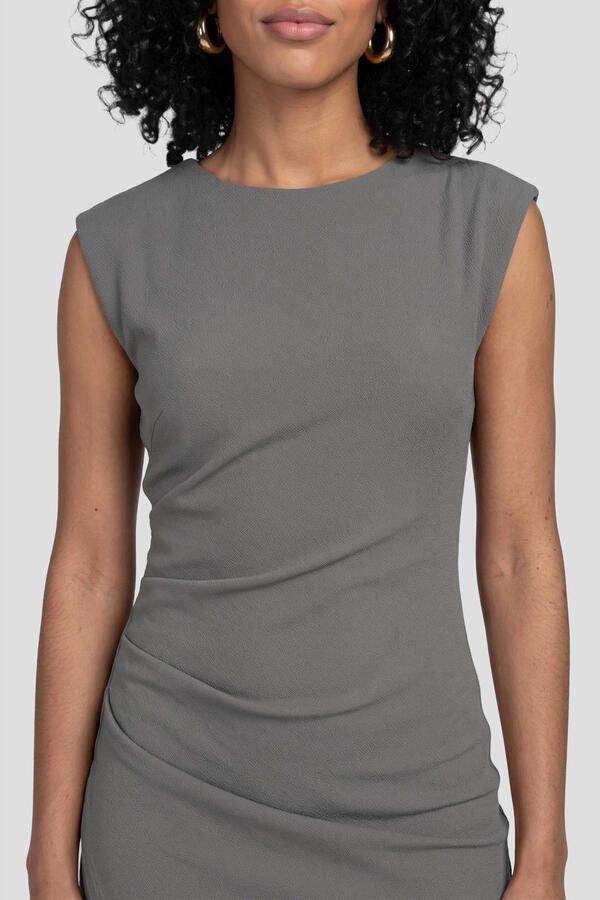 Ruby midi jurk met plooien detail grijs