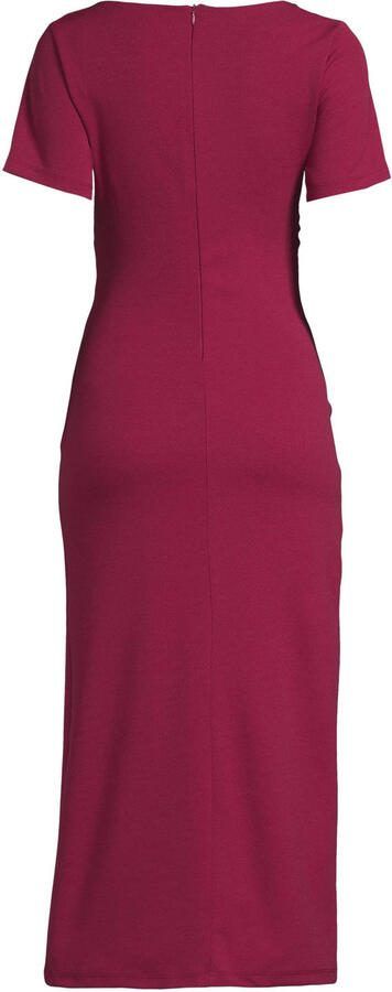 Ruby midi jurk met plooien detail wijnrood - Foto 2