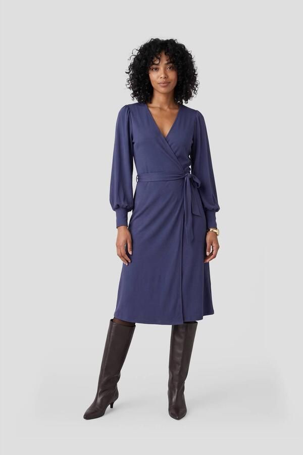 Ruby midi overslagjurk donkerblauw - Foto 2