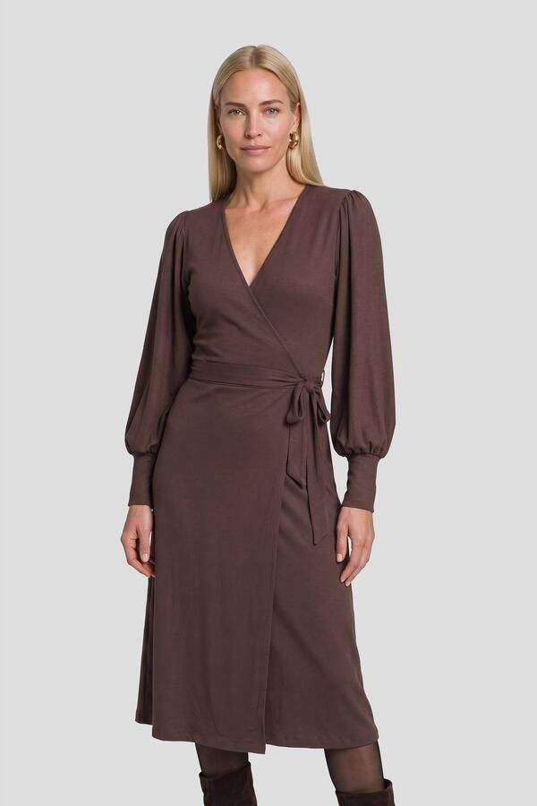 Ruby midi overslagjurk donkerbruin