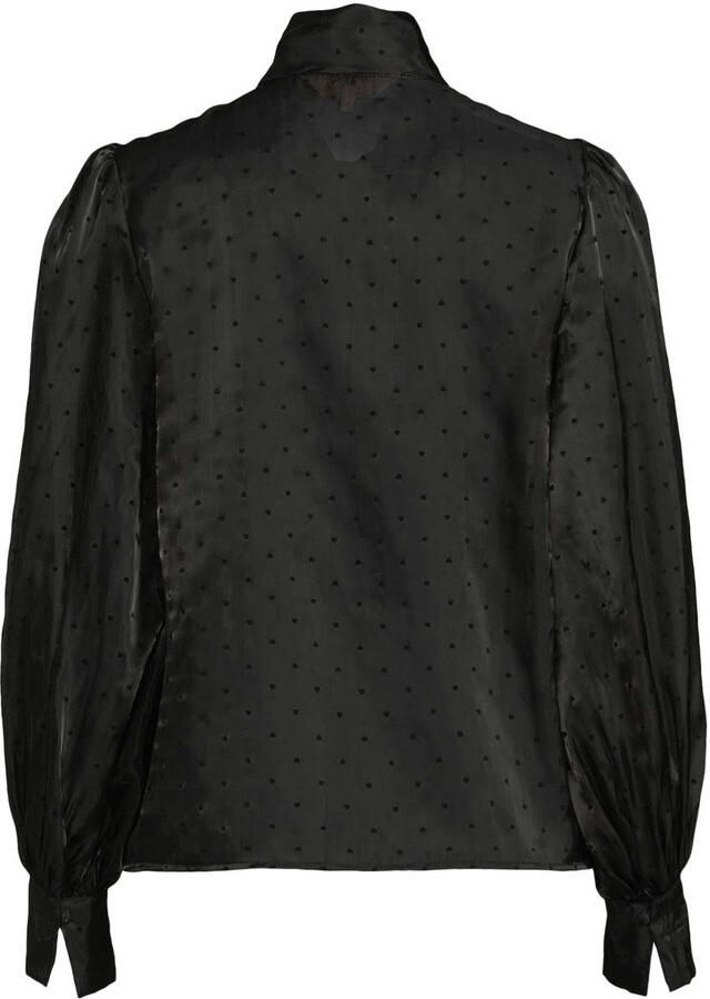 Ruby organza blouse met strikkraag zwart - Foto 2