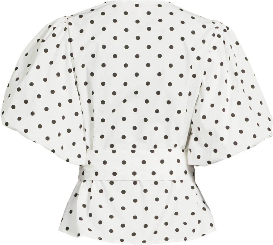 Ruby polkadot overslag top met pofmouwen zwart wit - Foto 2
