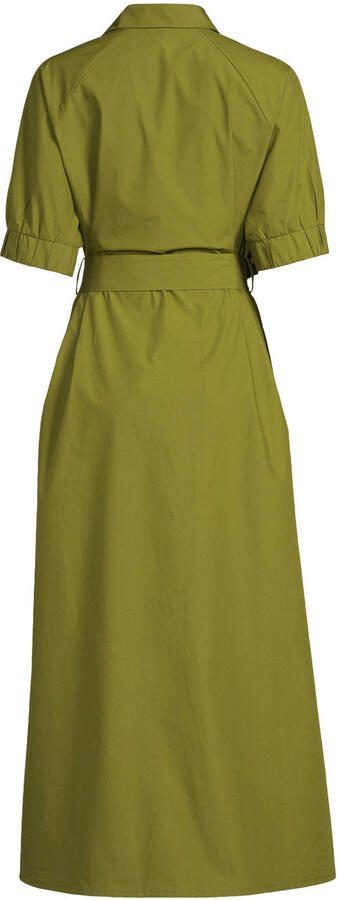 Ruby poplin maxi overhemd jurk olijfgroen - Foto 2