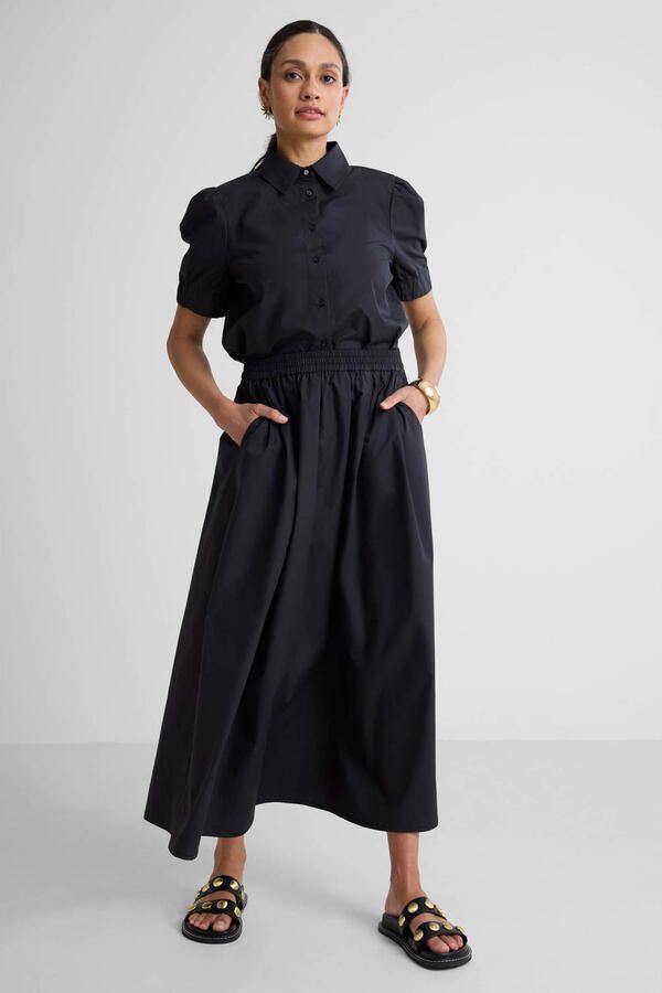 Ruby poplin maxi rok zwart