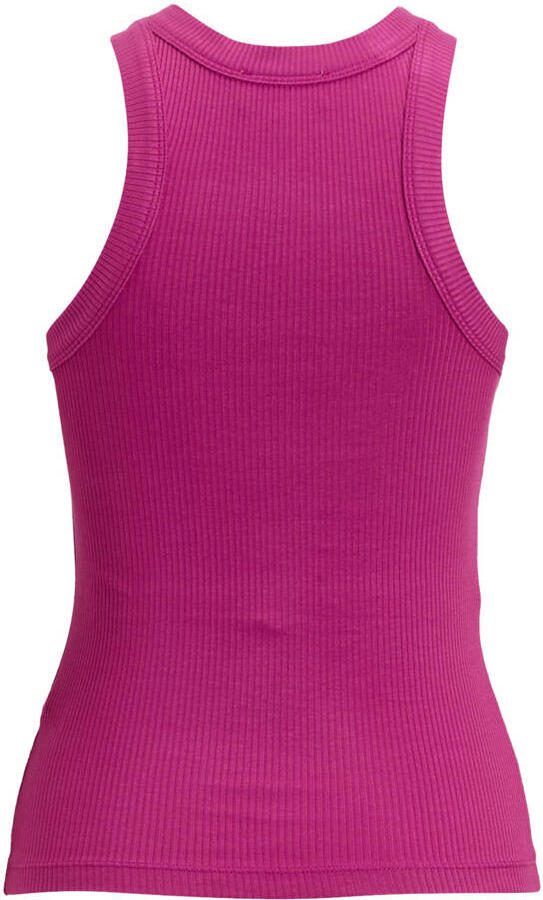 Ruby rib gebreid singlet magenta