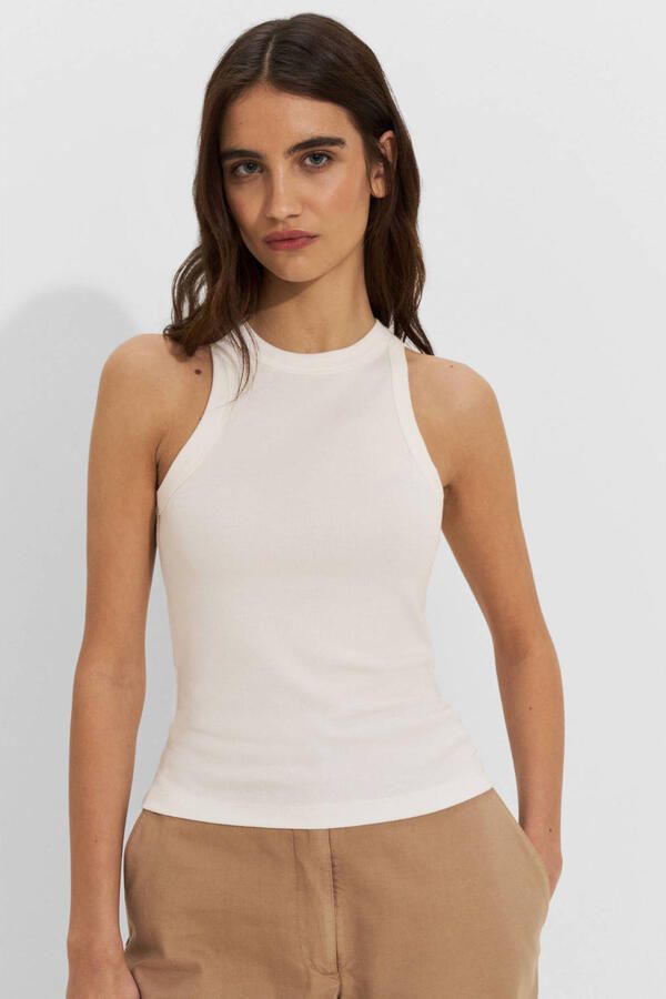 Ruby rib gebreid singlet wit