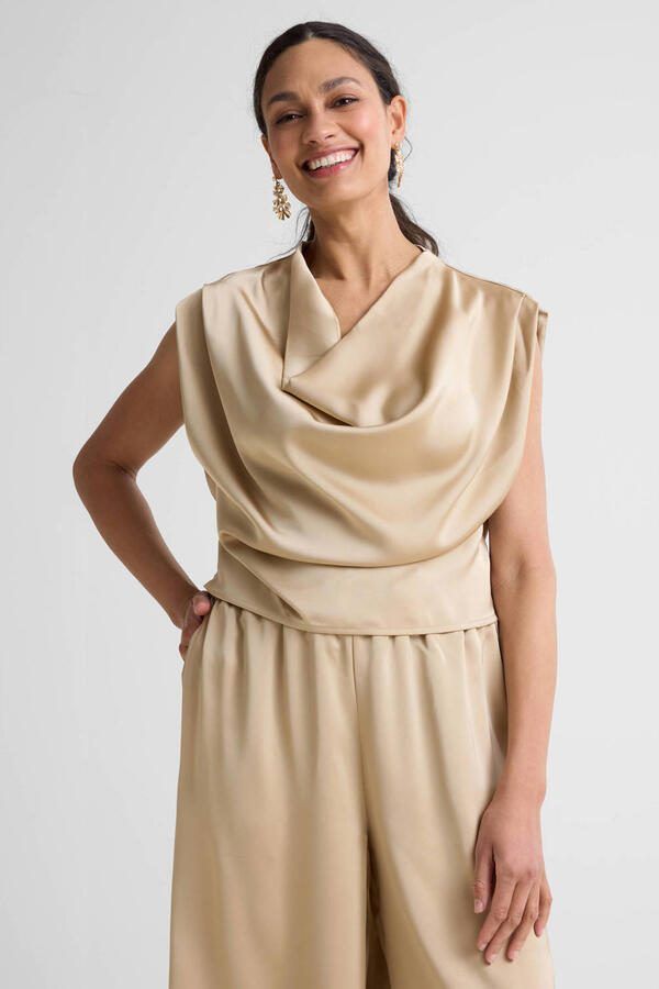 Ruby satijnen top beige