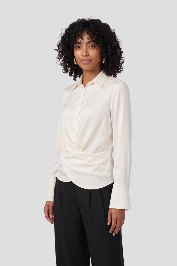 Ruby satijnen wikkelblouse off-white