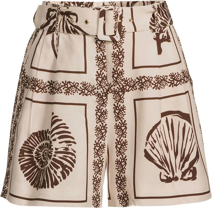 Ruby short met ceintuur en linnen schelpenprint - Foto 2